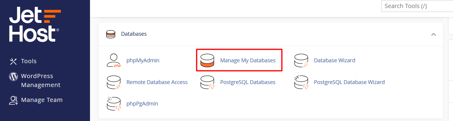 Manage My Databases cPanel