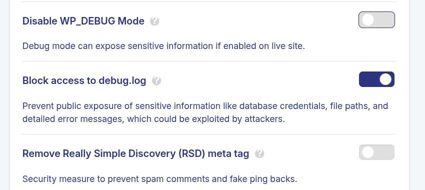 JetHost Total Care block access to debug.log