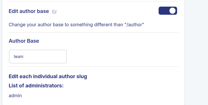 JetHost Total Care edit individual author slug