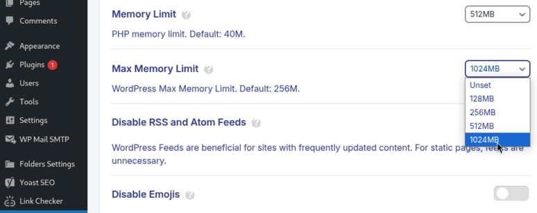 How to Set Max Memory Limit for WP Admin - JetHost Help
