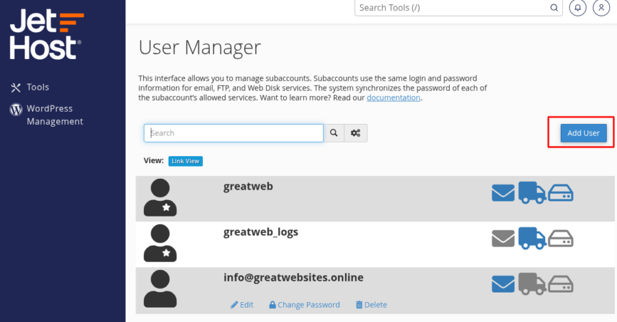How to Add a User with User Manager in cPanel