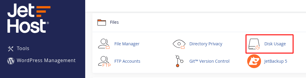 How to view disk usage in cPanel on JetHost