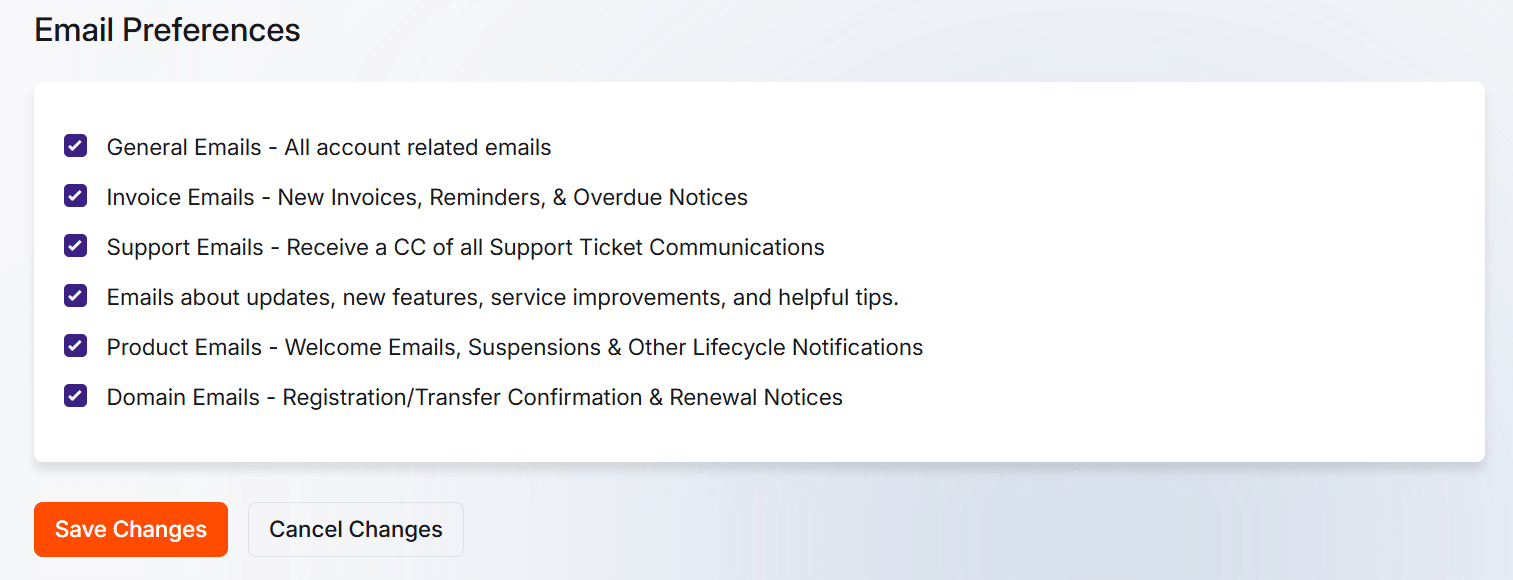 Email Preferences