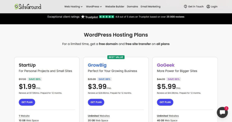 SiteGround WP hosting