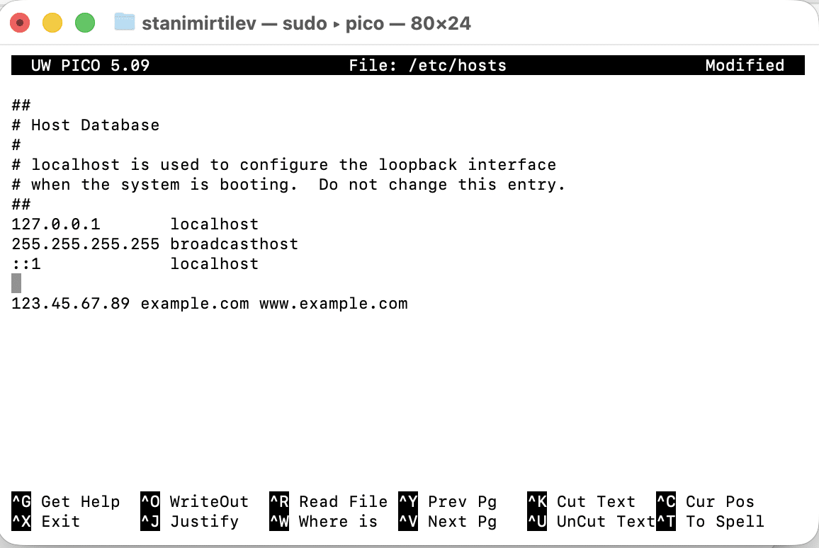 Edit hosts file MacOS
