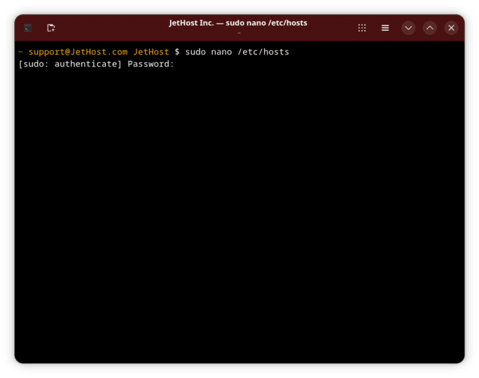 Enter administrator password when hosts file editing in Linux