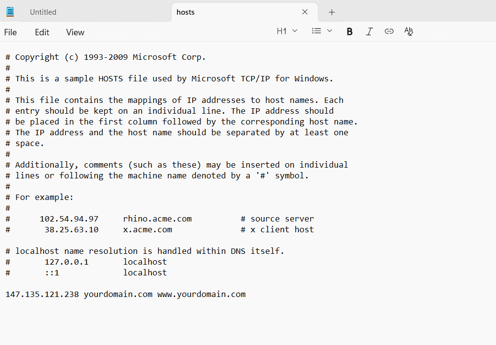 Editing hosts file Windows