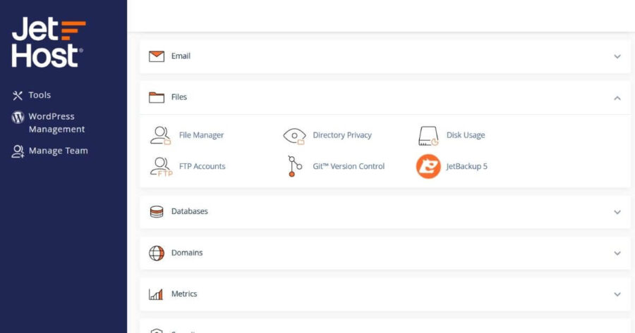 cPanel files management