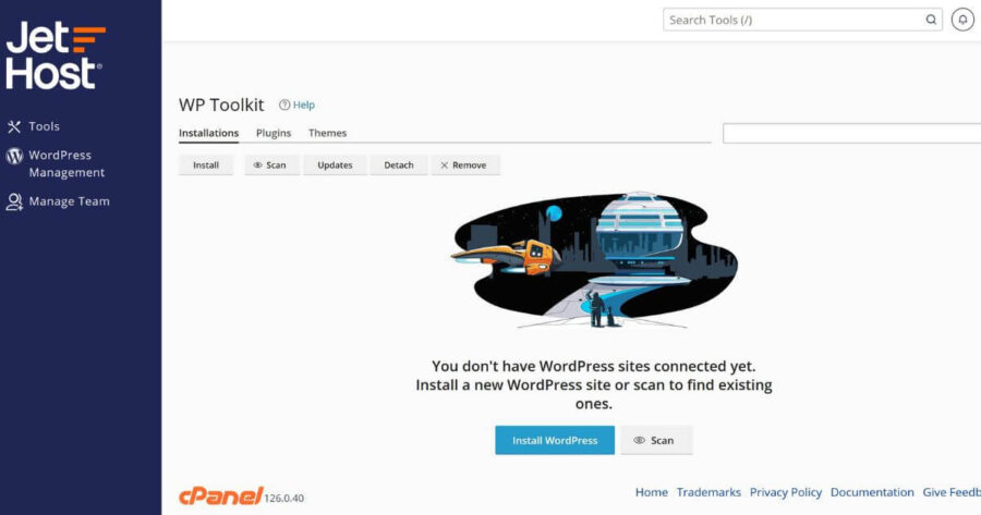 JetHost install WordPress
