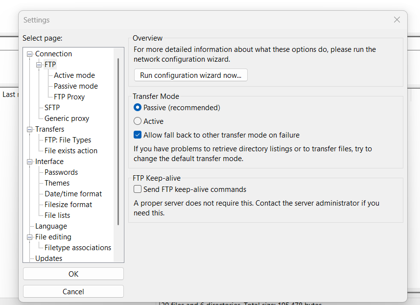 FileZilla activate passive mode