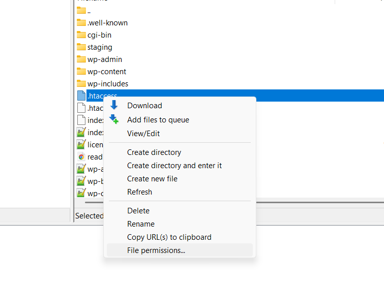 FileZilla change permissions