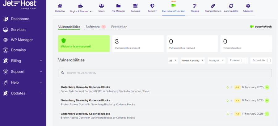 How to use Patchstack Protection in JetHost WordPress Manager - JetHost ...