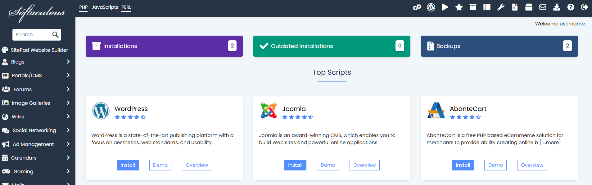 Softaculous with JetHost plan