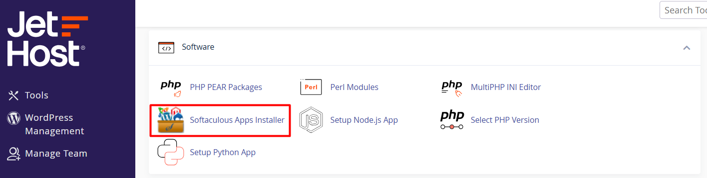 Softaculous with JetHost plan