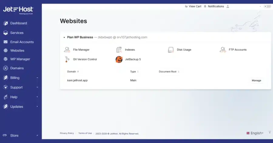 JetHost Website Manager