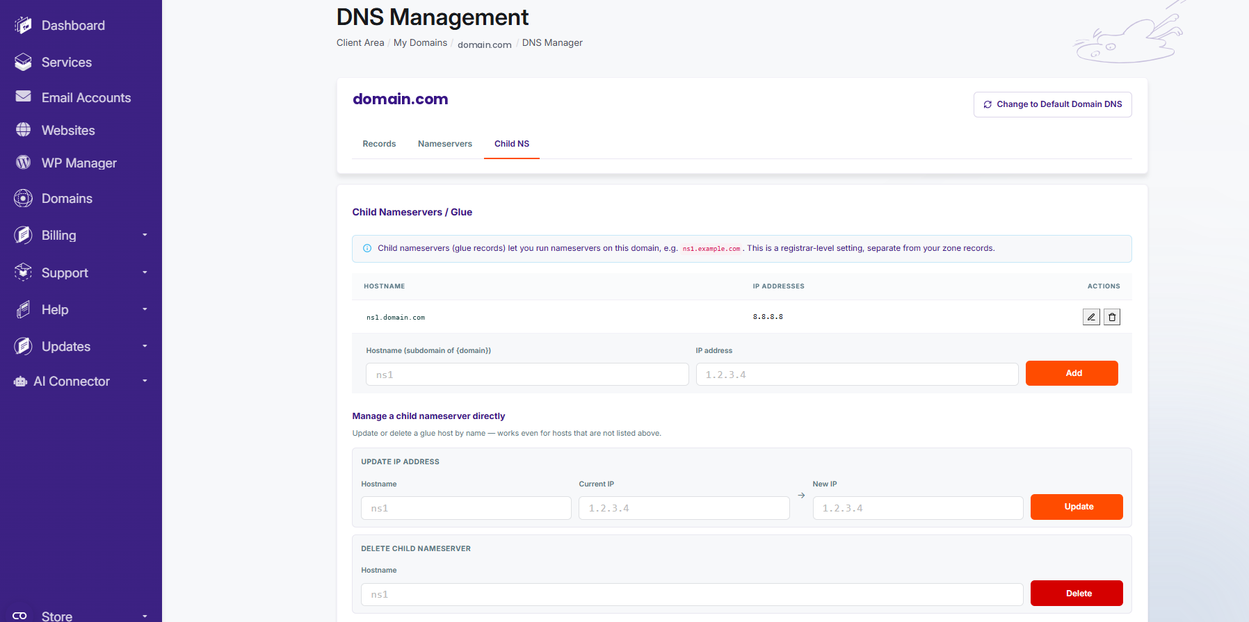 Child NS domain