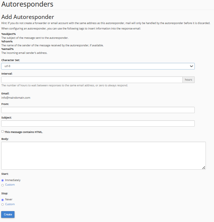 Create email autoresponder