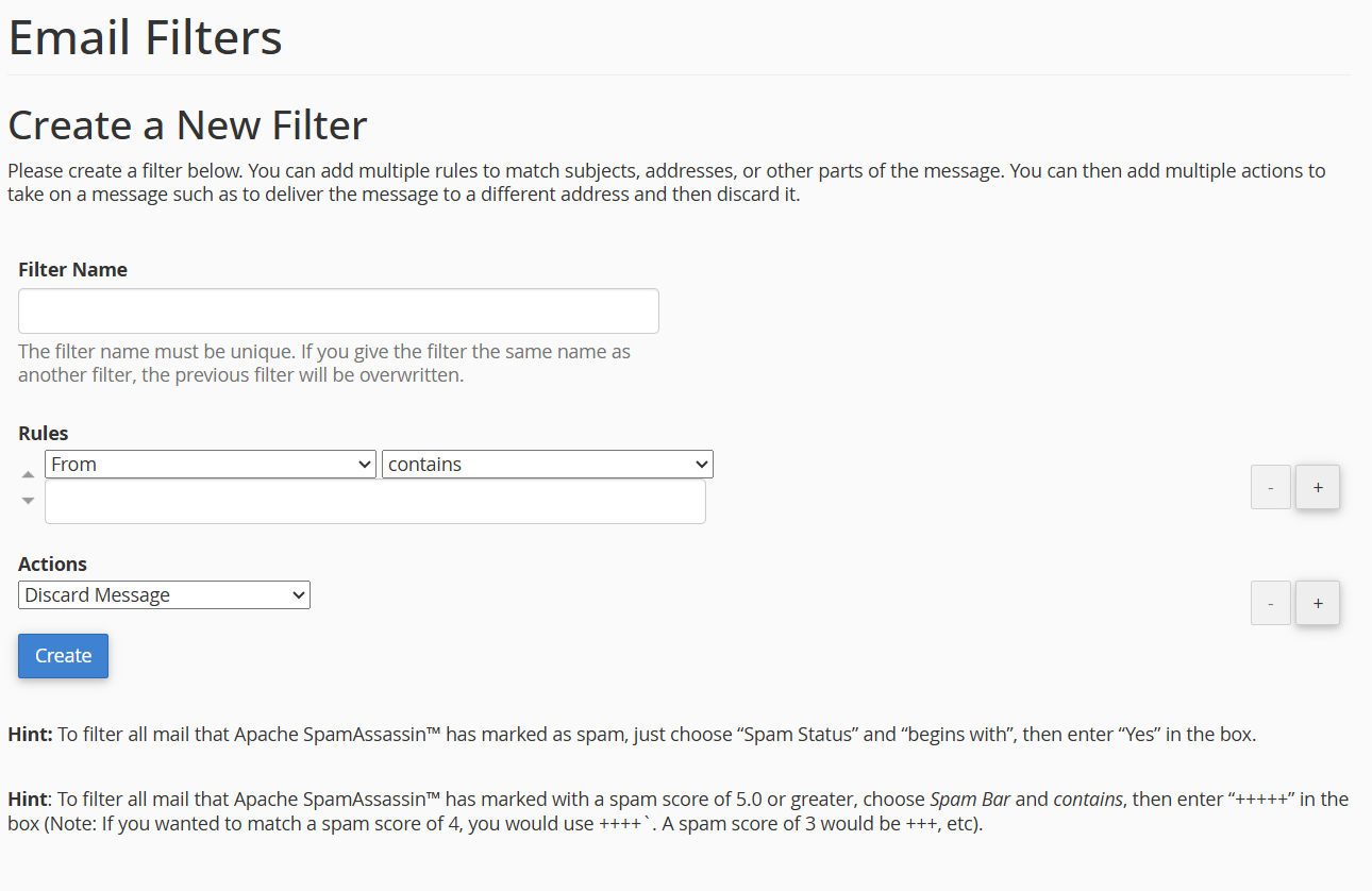 Create email filters