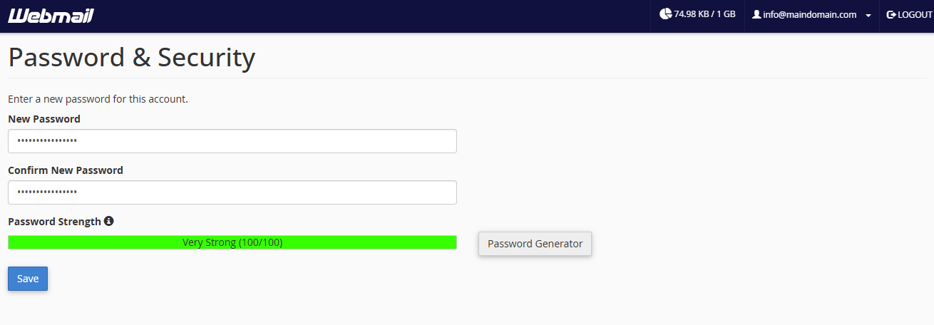 Change email password webmail