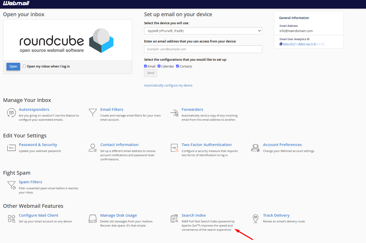 Search Index Webmail