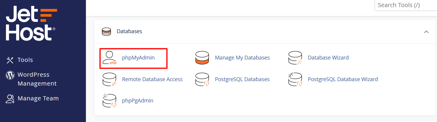 Access phpMyAdmin