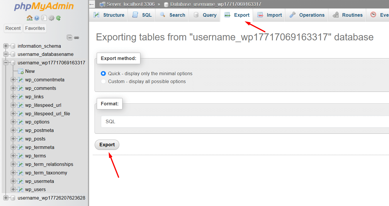 Export SQL