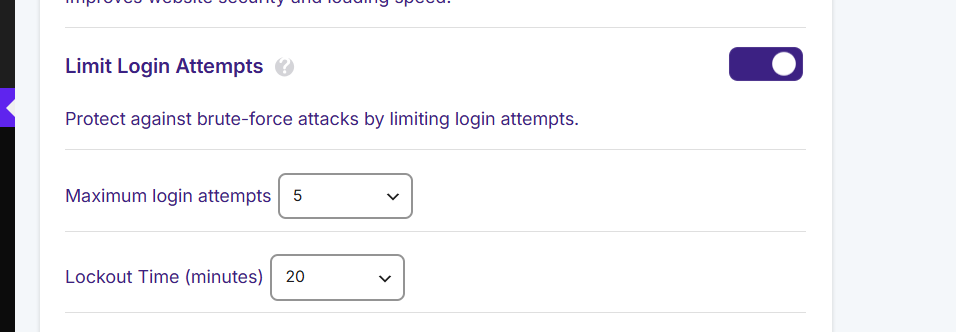 Limit Login Attempts option in JetHost Total Care