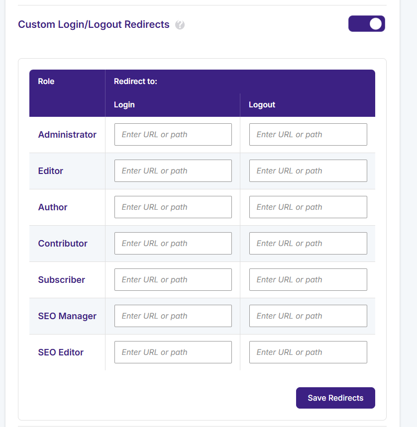 Custom Login/Logout Redirects option in JetHost Total Care